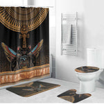 Winged Egypt Cats Bathroom Set Hieroglyphs Alphabet Pattern
