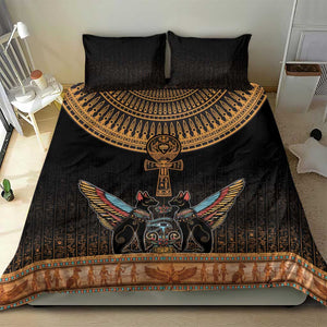 Winged Egypt Cats Bedding Set Hieroglyphs Alphabet Pattern