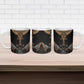 Winged Egypt Cats Ceramic Mug Hieroglyphs Alphabet Pattern