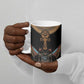 Winged Egypt Cats Ceramic Mug Hieroglyphs Alphabet Pattern