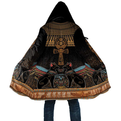 Winged Egypt Cats Cloak Hieroglyphs Alphabet Pattern