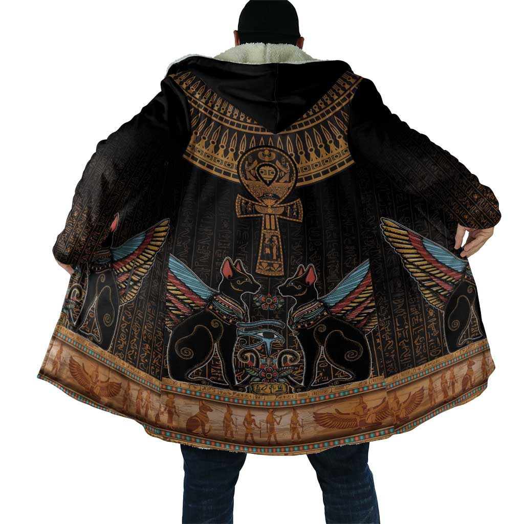Winged Egypt Cats Cloak Hieroglyphs Alphabet Pattern