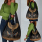 Winged Egypt Cats Grocery Bag Hieroglyphs Alphabet Pattern
