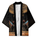 Winged Egypt Cats Kimono Hieroglyphs Alphabet Pattern