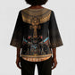 Winged Egypt Cats Kimono Sleeve Blouse Hieroglyphs Alphabet Pattern