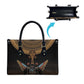 Winged Egypt Cats Leather Bag Hieroglyphs Alphabet Pattern