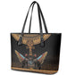 Winged Egypt Cats Leather Tote Bag Hieroglyphs Alphabet Pattern