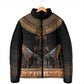 Winged Egypt Cats Padded Jacket Hieroglyphs Alphabet Pattern