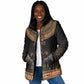Winged Egypt Cats Padded Jacket Hieroglyphs Alphabet Pattern