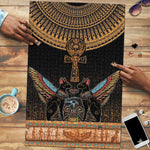 Winged Egypt Cats Puzzle Hieroglyphs Alphabet Pattern