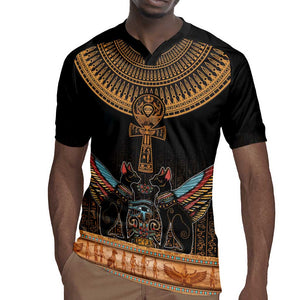 Winged Egypt Cats Rugby Jersey Hieroglyphs Alphabet Pattern