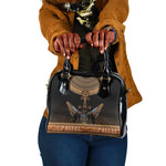 Winged Egypt Cats Shoulder Handbag Hieroglyphs Alphabet Pattern