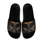 Winged Egypt Cats Slide Sandals Hieroglyphs Alphabet Pattern