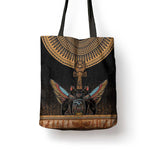 Winged Egypt Cats Tote Bag Hieroglyphs Alphabet Pattern