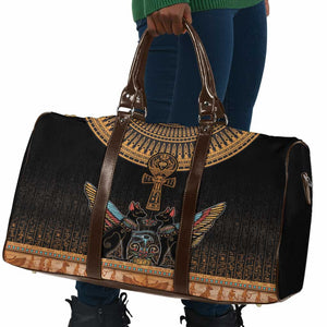 Winged Egypt Cats Travel Bag Hieroglyphs Alphabet Pattern