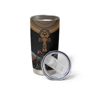 Winged Egypt Cats Tumbler Cup Hieroglyphs Alphabet Pattern