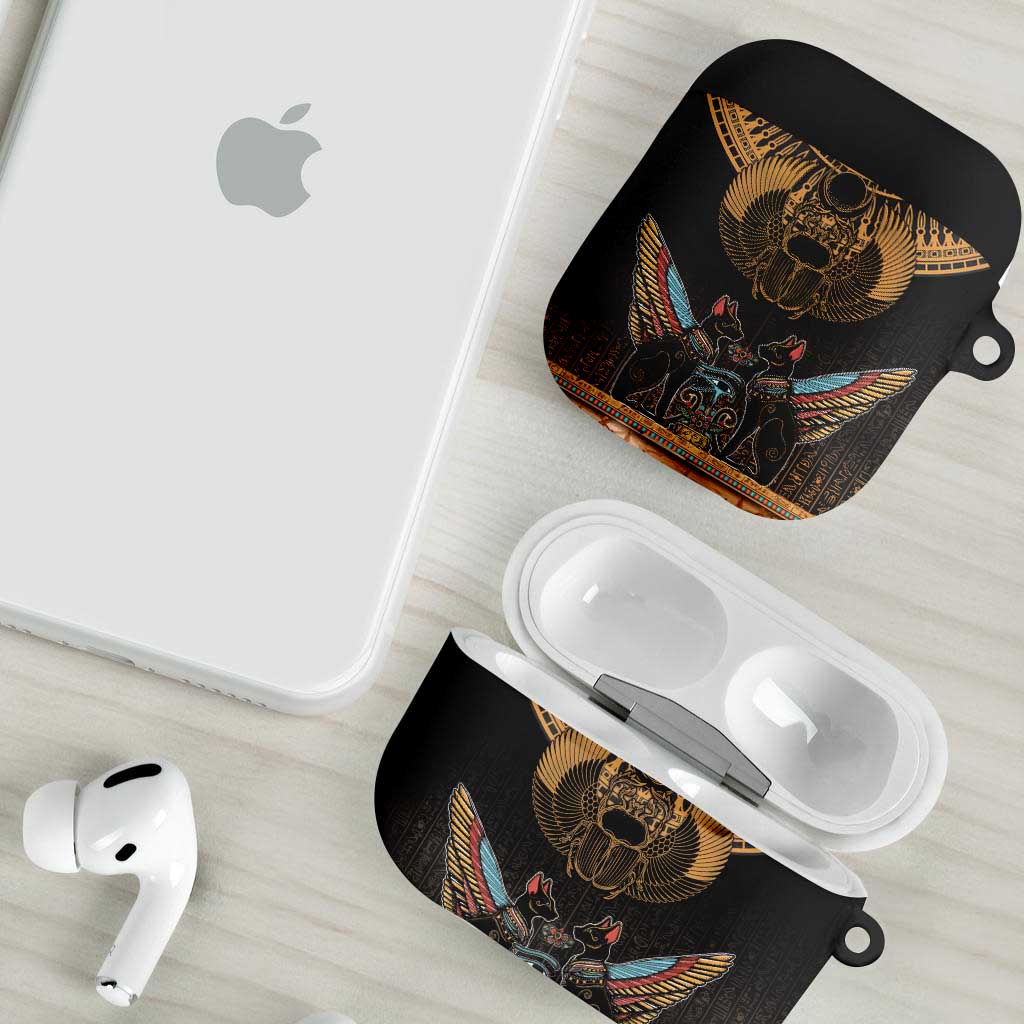 Ancient Egypt Scarab Beetle AirPods Case Hieroglyphs Alphabet Pattern
