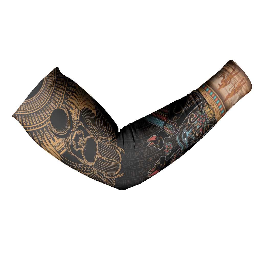 Ancient Egypt Scarab Beetle Arm Sleeves Hieroglyphs Alphabet Pattern