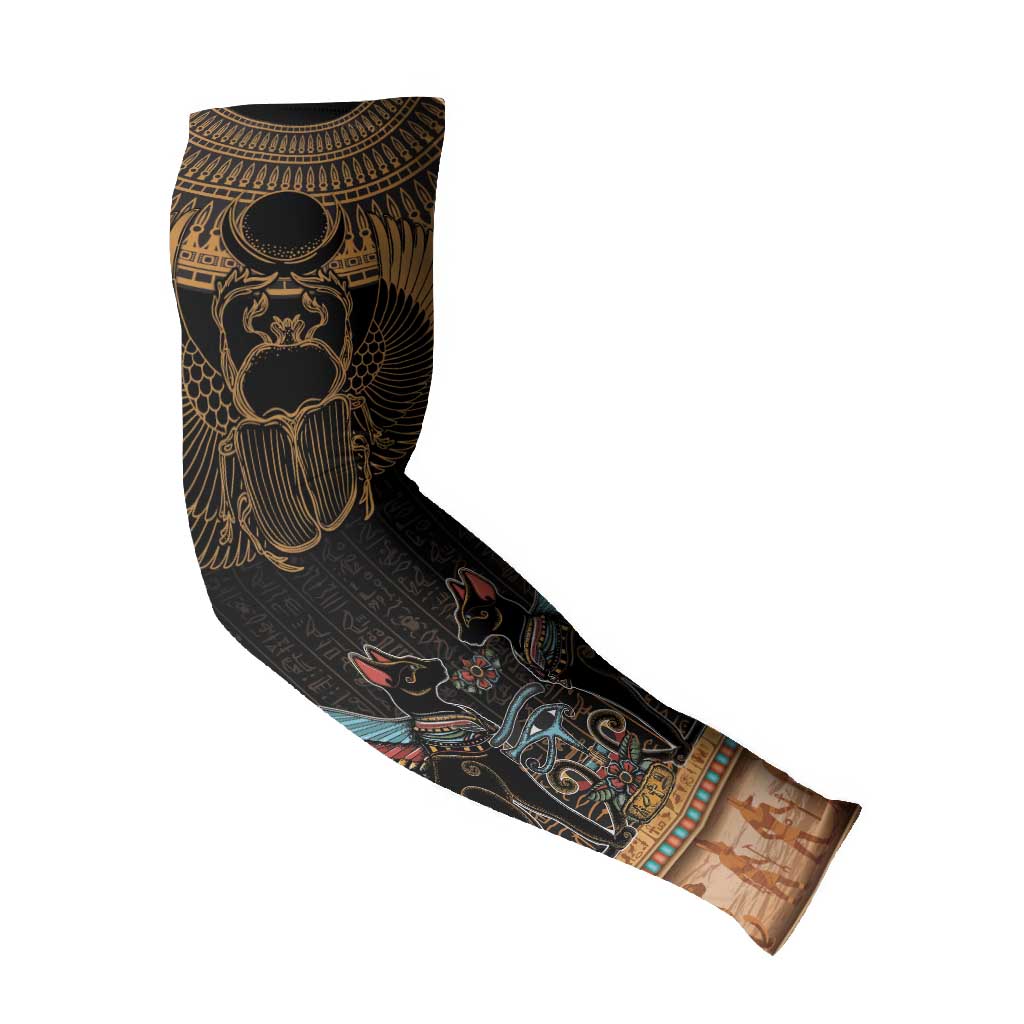 Ancient Egypt Scarab Beetle Arm Sleeves Hieroglyphs Alphabet Pattern