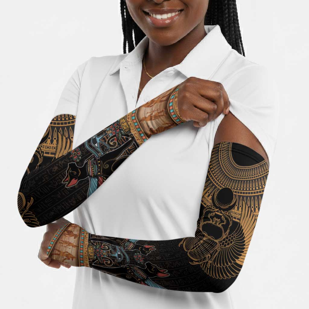 Ancient Egypt Scarab Beetle Arm Sleeves Hieroglyphs Alphabet Pattern