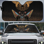 Ancient Egypt Scarab Beetle Auto Sun Shade Hieroglyphs Alphabet Pattern