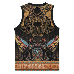 Ancient Egypt Scarab Beetle Basketball Jersey Hieroglyphs Alphabet Pattern LT18