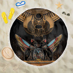 Ancient Egypt Scarab Beetle Beach Blanket Hieroglyphs Alphabet Pattern