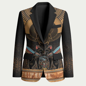 Ancient Egypt Scarab Beetle Blazer Hieroglyphs Alphabet Pattern