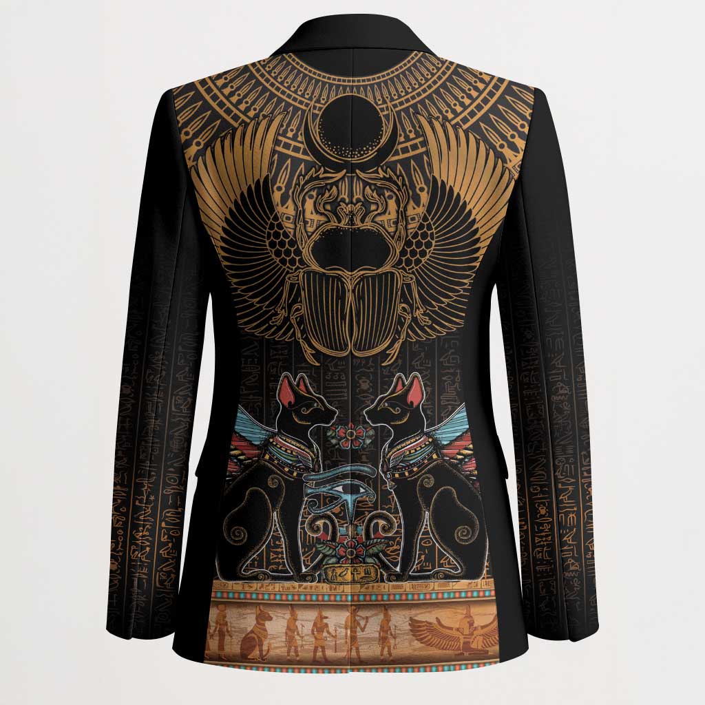 Ancient Egypt Scarab Beetle Blazer Hieroglyphs Alphabet Pattern