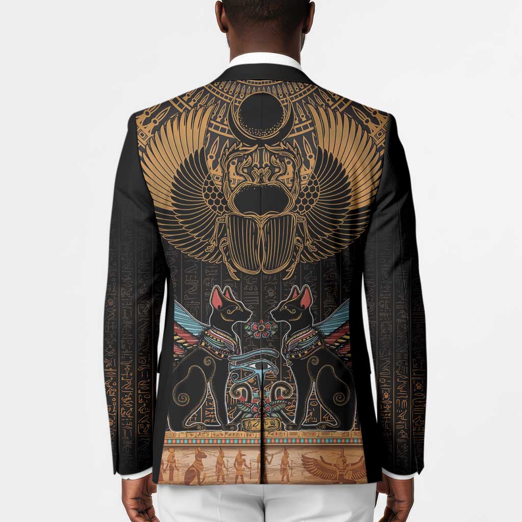 Ancient Egypt Scarab Beetle Blazer Hieroglyphs Alphabet Pattern