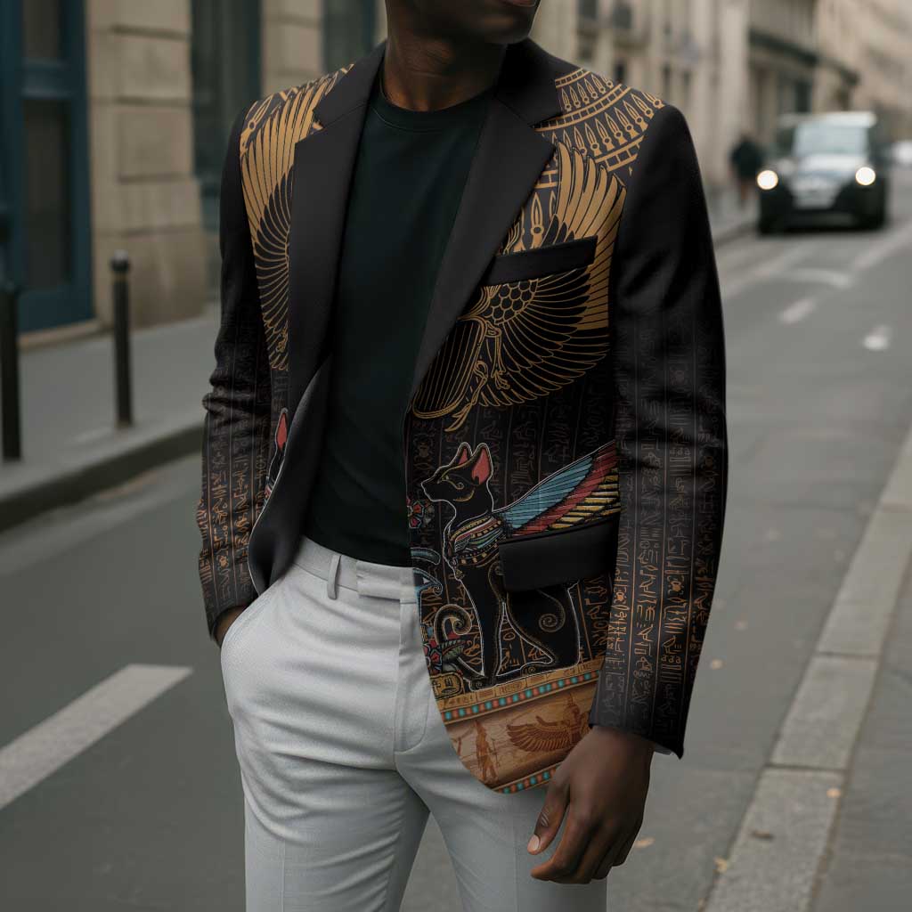 Ancient Egypt Scarab Beetle Blazer Hieroglyphs Alphabet Pattern