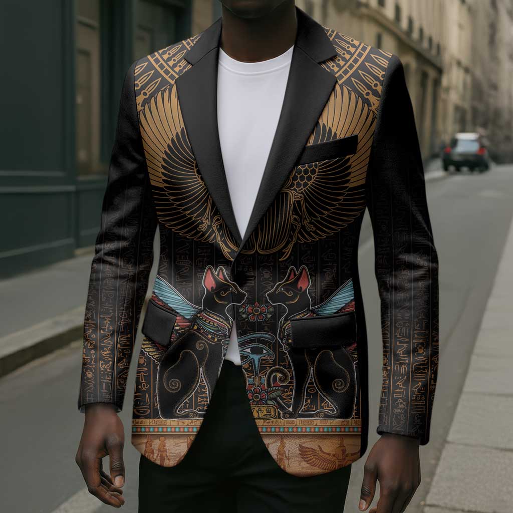 Ancient Egypt Scarab Beetle Blazer Hieroglyphs Alphabet Pattern