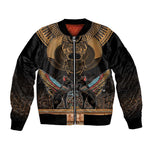 Ancient Egypt Scarab Beetle Bomber Jacket Hieroglyphs Alphabet Pattern