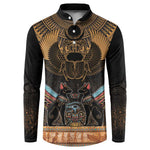 Ancient Egypt Scarab Beetle Button Sweatshirt Hieroglyphs Alphabet Pattern