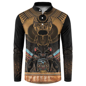 Ancient Egypt Scarab Beetle Button Sweatshirt Hieroglyphs Alphabet Pattern
