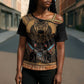 Ancient Egypt Scarab Beetle Cross Shoulder Shirt Hieroglyphs Alphabet Pattern
