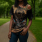 Ancient Egypt Scarab Beetle Cross Shoulder Shirt Hieroglyphs Alphabet Pattern