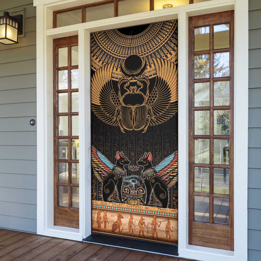 Ancient Egypt Scarab Beetle Door Cover Hieroglyphs Alphabet Pattern
