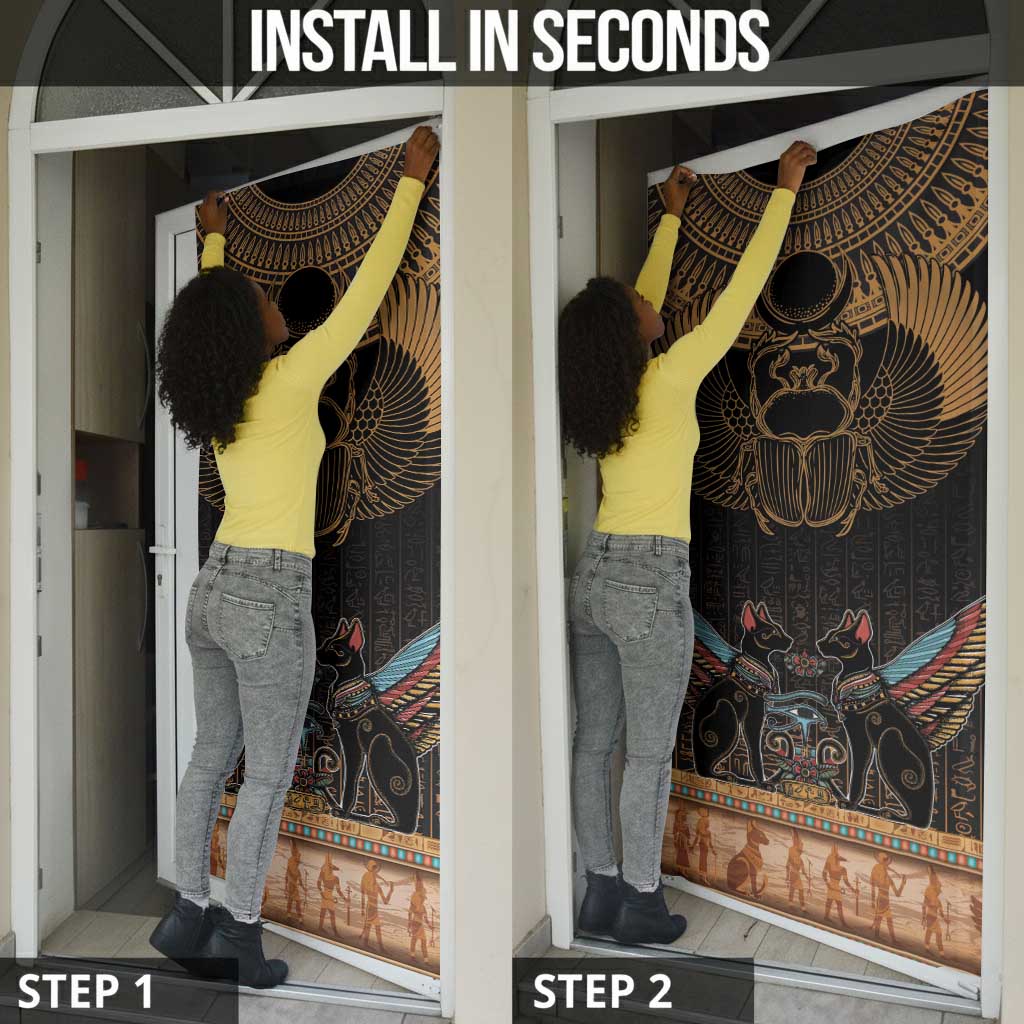 Ancient Egypt Scarab Beetle Door Cover Hieroglyphs Alphabet Pattern
