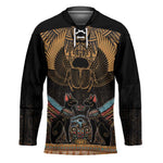 Ancient Egypt Scarab Beetle Hockey Jersey Hieroglyphs Alphabet Pattern