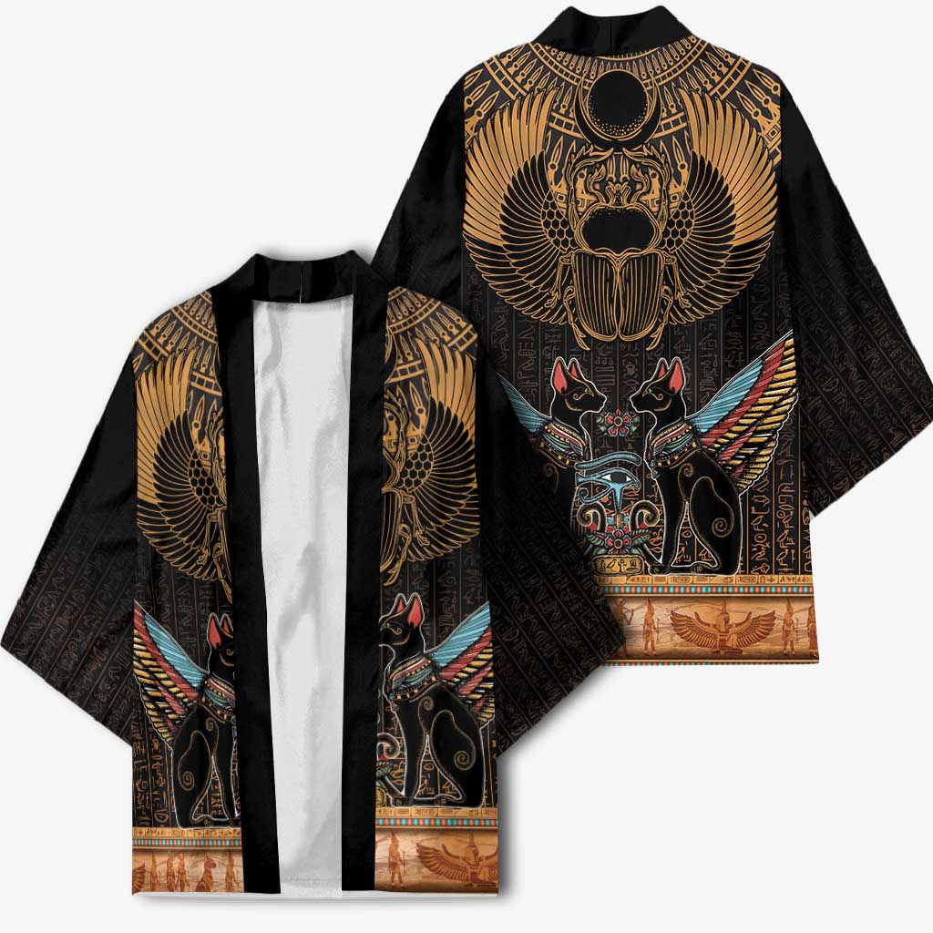 Ancient Egypt Scarab Beetle Kimono Hieroglyphs Alphabet Pattern