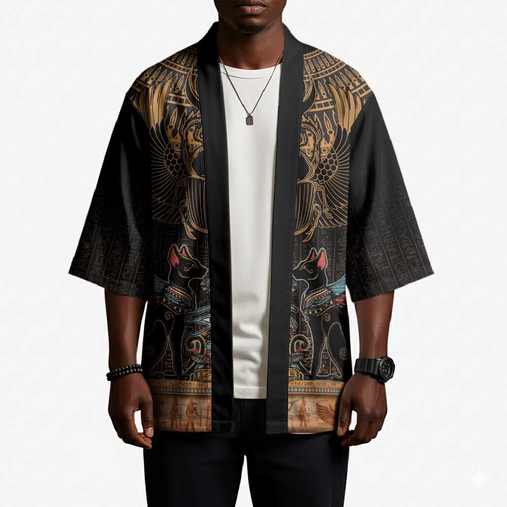 Ancient Egypt Scarab Beetle Kimono Hieroglyphs Alphabet Pattern