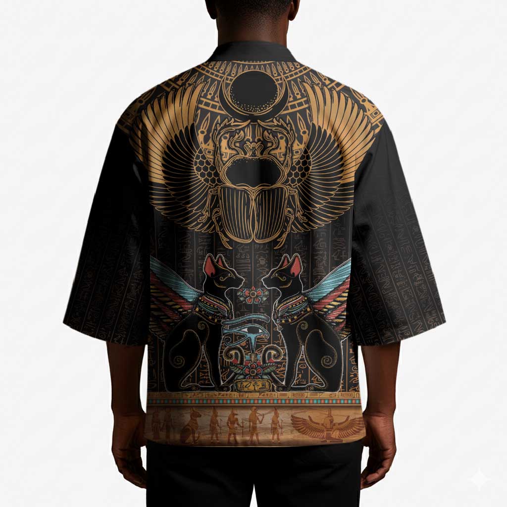 Ancient Egypt Scarab Beetle Kimono Hieroglyphs Alphabet Pattern