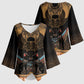 Ancient Egypt Scarab Beetle Kimono Sleeve Blouse Hieroglyphs Alphabet Pattern