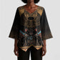 Ancient Egypt Scarab Beetle Kimono Sleeve Blouse Hieroglyphs Alphabet Pattern