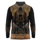 Ancient Egypt Scarab Beetle Long Sleeve Polo Shirt Hieroglyphs Alphabet Pattern