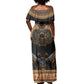 Ancient Egypt Scarab Beetle Off Shoulder Maxi Dress Hieroglyphs Alphabet Pattern