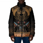 Ancient Egypt Scarab Beetle Padded Jacket Hieroglyphs Alphabet Pattern
