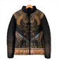 Ancient Egypt Scarab Beetle Padded Jacket Hieroglyphs Alphabet Pattern