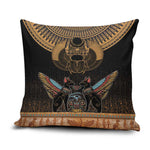 Ancient Egypt Scarab Beetle Pillow Cover Hieroglyphs Alphabet Pattern